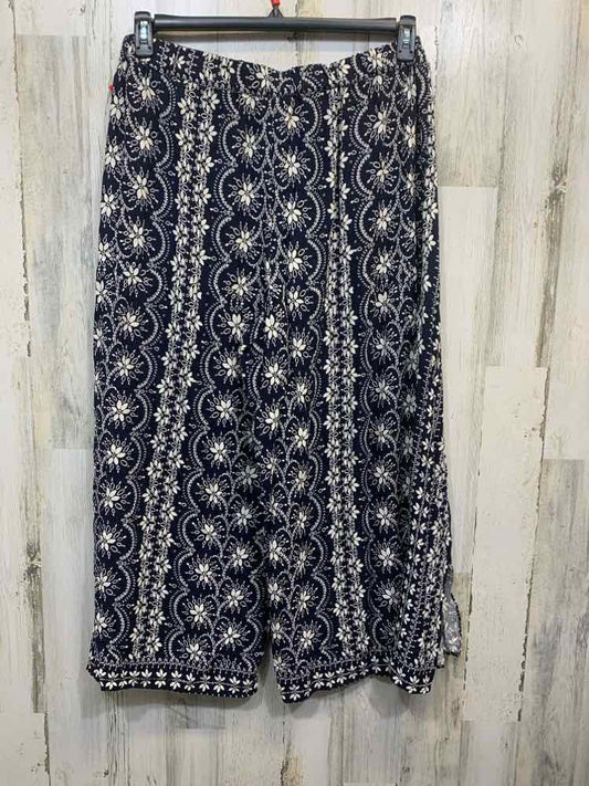 PRE-OWNED Size XL CE CE BOTTOMS WHITE/BLU Floral WIDE LEG Pants/WRAP LEGS W/ SLI