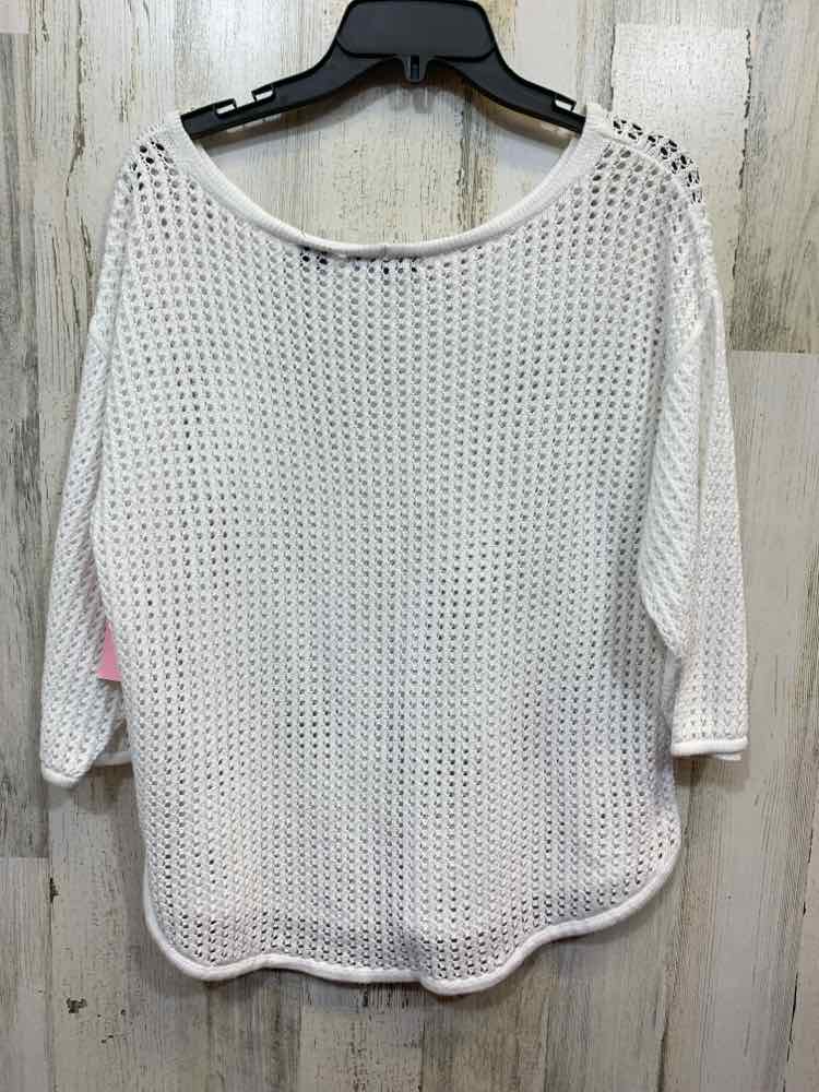 PRE-OWNED JEANNE PIERRE Tops Size L White FISH NET 3/4 LENGTH Shirt/WHITE 3/4 LE