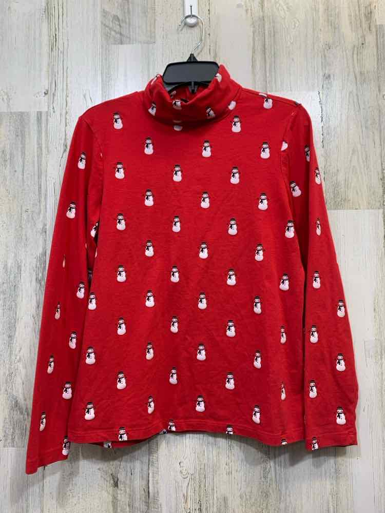 JONES NEW YORK Tops Size L RED/WHT SNOWMAN TURTLENECK Turtleneck