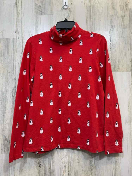 JONES NEW YORK Tops Size L RED/WHT SNOWMAN TURTLENECK Turtleneck