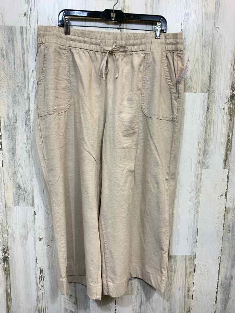PRE-OWNED Size 16 LANE BRYANT BOTTOMS BIEGE Solid WIDE LEG Pants/BEIGE FLOWY WID