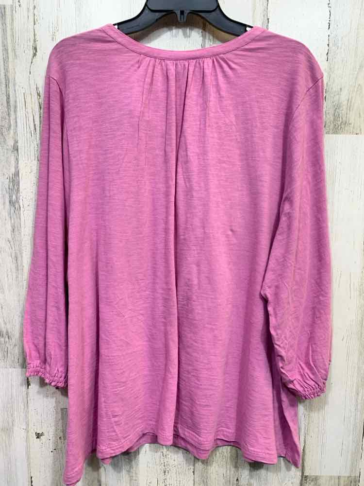 NWT STYLE & CO Size 3X PLUS SIZES LAVENDAR 3/4 SLEEVE EMBROIDERD BIB TOP