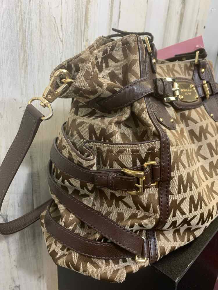 PRE-OWNED MICHAEL KORS LGT BRWN/DRK BRWN Handbag/LIGHT BROWN/DARK BROWN MONO GRA