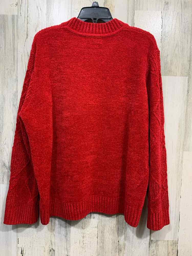 PRE-OWNED ALFRED DUNNER Size XL Tops Red MOCK NECK KNIT LONG SLEEVES SWEATER