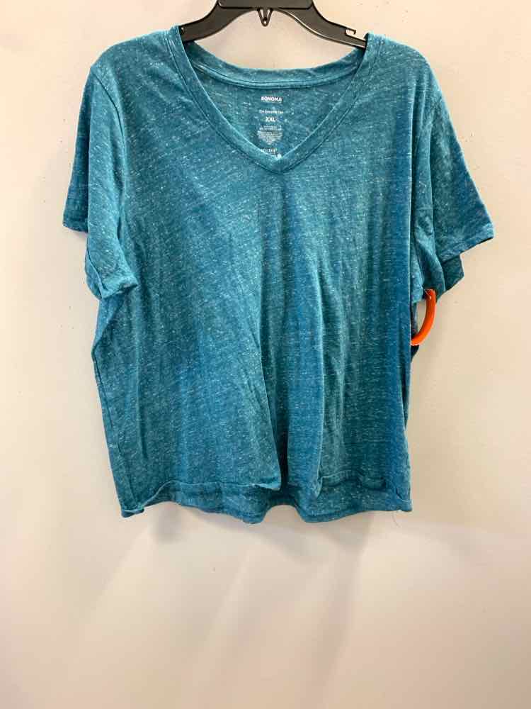 SONOMA PLUS SIZES Size XXL TEAL/WHT SHORT SLEEVES TOP