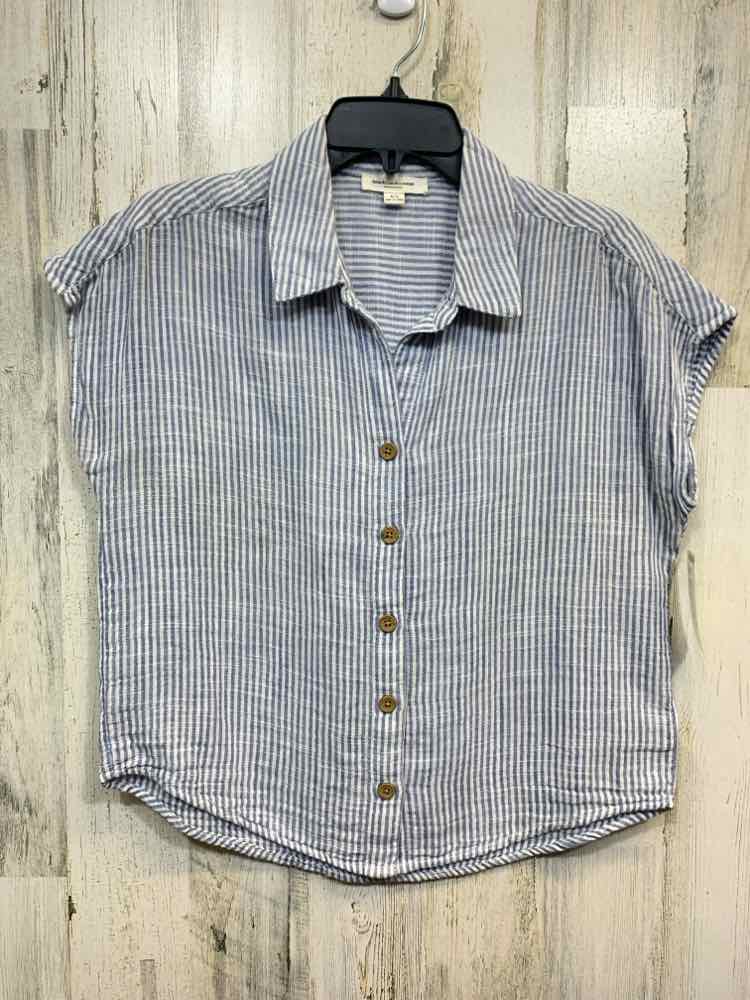 PRE-OWNED BEACH LUNCH LOUNGE Tops Size S BLUE/WHITE Stripe SHORT SLEEVES Blouse/