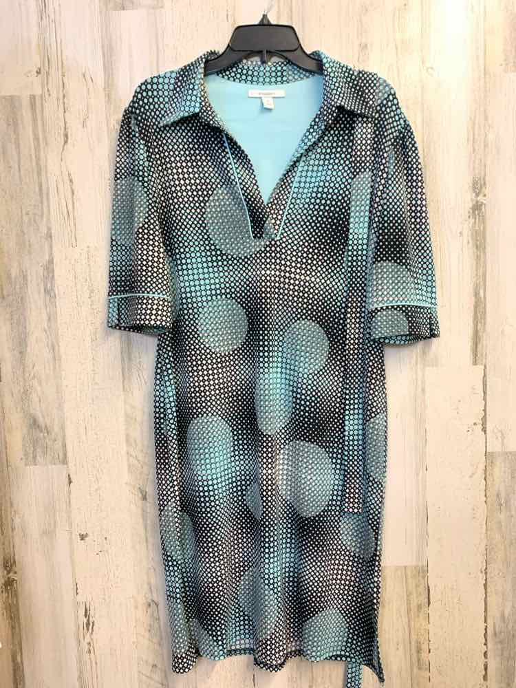 PRE-OWNED DRESS BARN Dresses and Skirts Size 12 Aqua/Black CIRCLES Dress