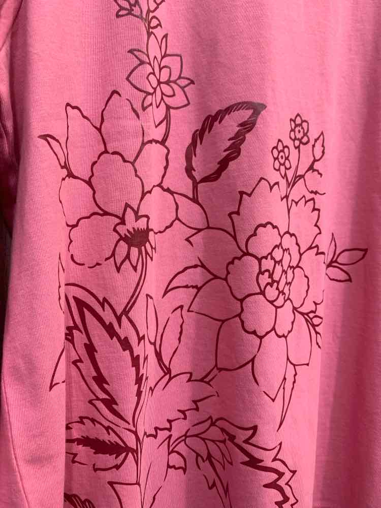 PRE-OWNED TALBOTS Size XL Tops Pink RED Floral LONGSLEEVE Blouse