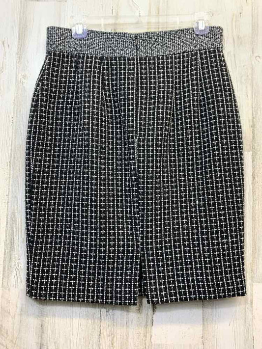PRE-OWNED ANTONIO MELANI Designer Handbags Size 6 BLACK/WHITE TWEED A-LINE Skirt