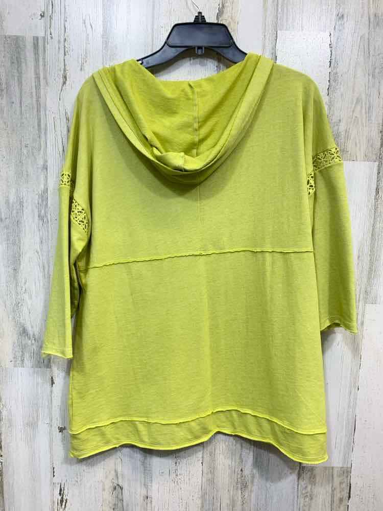PRE-OWNED CATO Tops Size L Olive Solid 3/4 SLEEVE Blouse/V NECK WITH HOOD