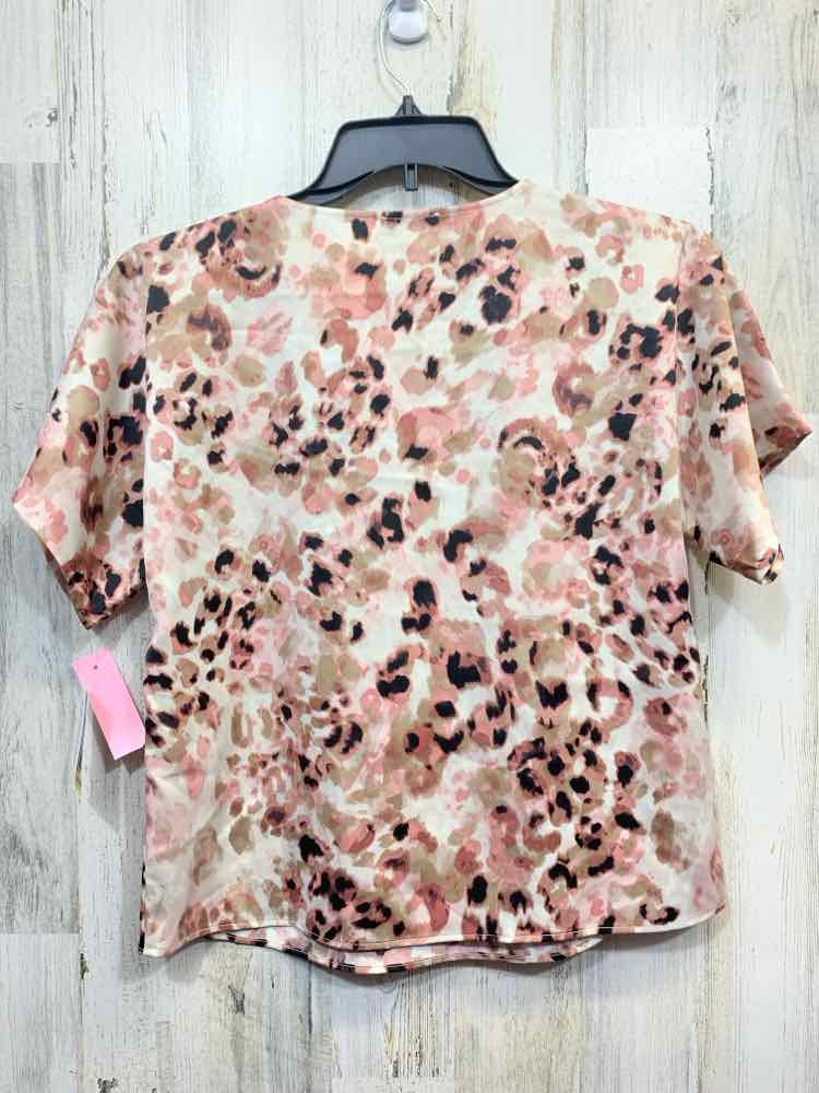 NWT BAR lll Tops Size S BLK/CRM/LVNDR BLOTCHY SHORT SLEEVES Blouse