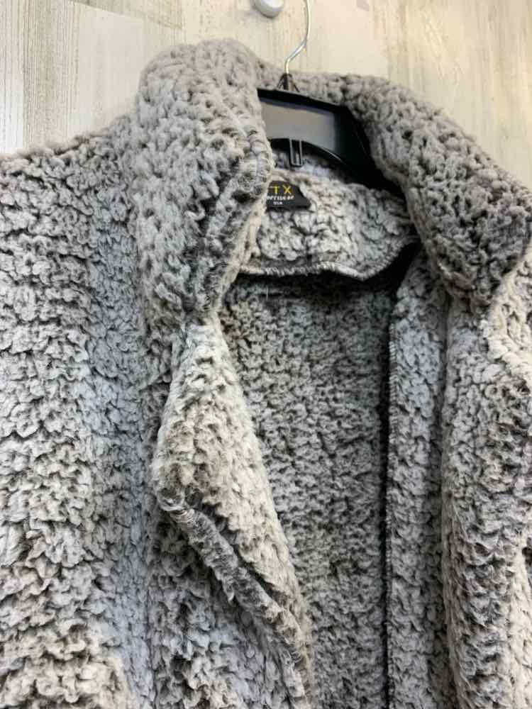 PRE-OWNED LTX JACKETS / COATS Gray SHERPA COAT Coat/OPEN FRONT GRAY SHERPA COAT