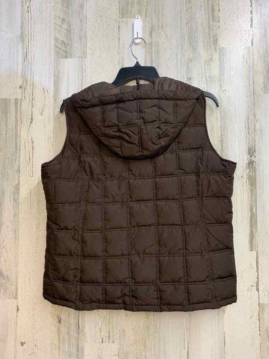 GAP Tops Size XL DARK BRN VEST Vest/DARK BROWN PUFFER VEST W/ HOOD