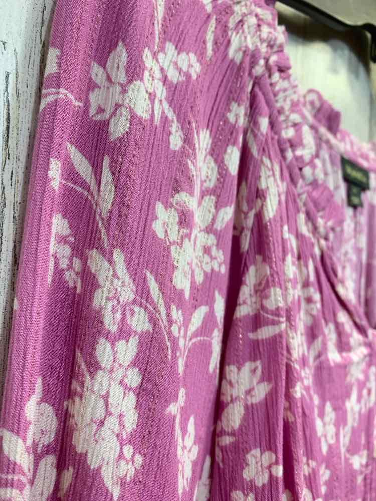 NWT STYLE & CO Tops Size 1X PNK/WHT Floral 3/4 SLEEVE Blouse