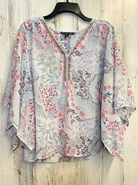 PRE-OWNED ZAC&RACHEL Tops Size PXL WHT/MULT-COLOR Floral SHORT SLEEVES TOP