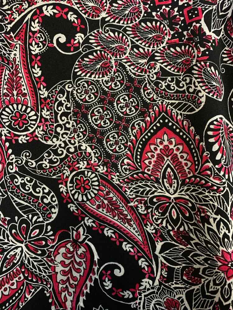 SOUTHERN LADY Tops Size S BLK/WHT/RED Paisley LONGSLEEVE TOP