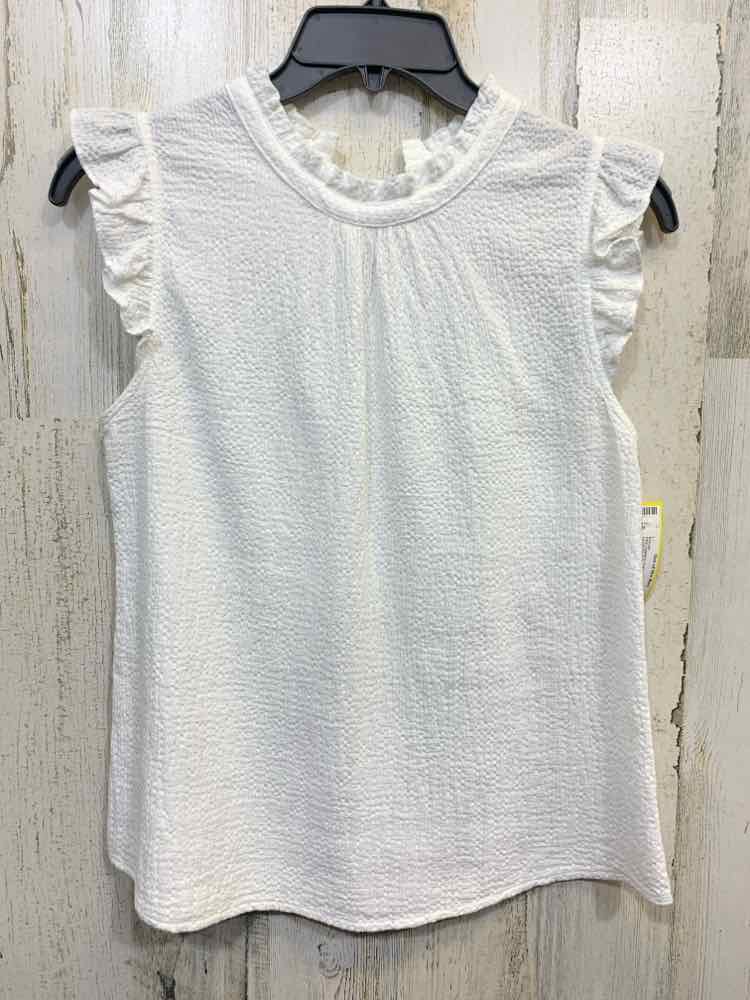 PRE-OWNED THML Tops Size XS WHT CRINKLE/FLUTTER SHOULDER RUFFLE/MOCK NECK Blouse
