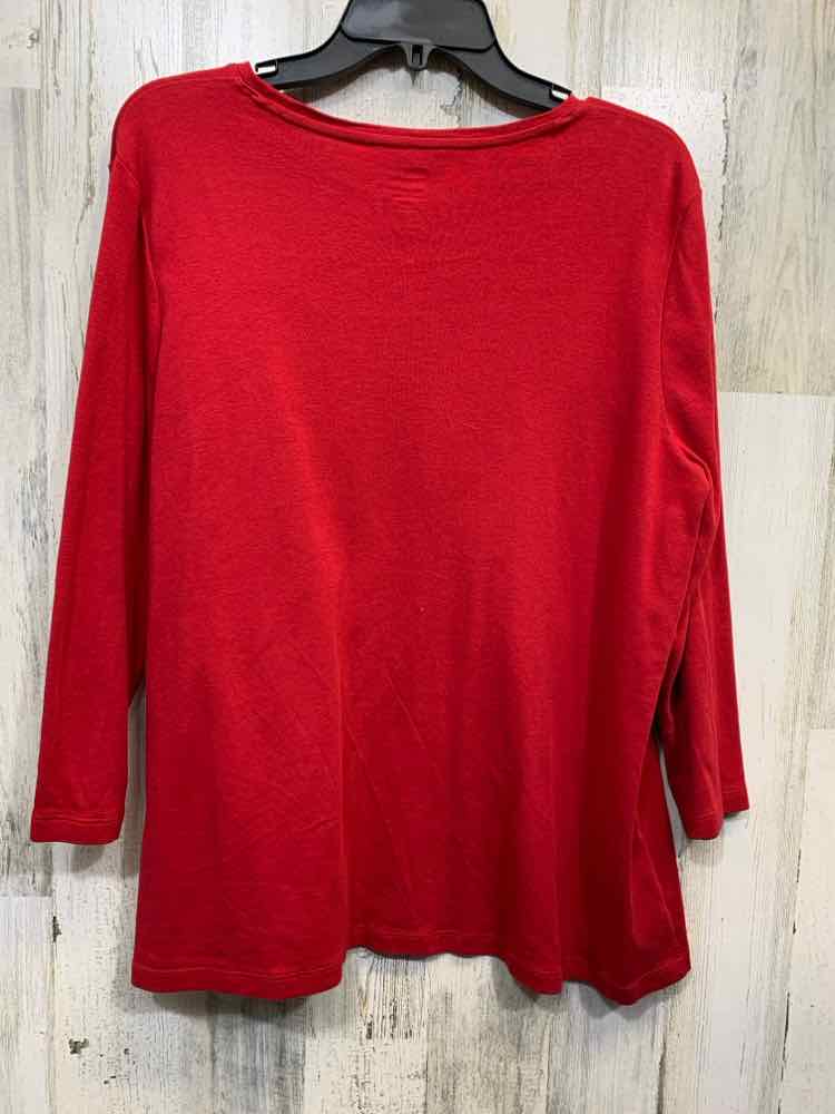 PRE-OWNED KIM ROGERS Tops Size XL Red 3/4 SLEEVE TOP/CHEETAH PRINT HEART