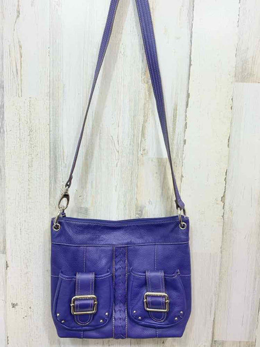 PRE-OWNED TIGNANELLO PURPLE/BLU Purse/2 FRONT POCKETS W/SILVER BUCKLES & BRAID D