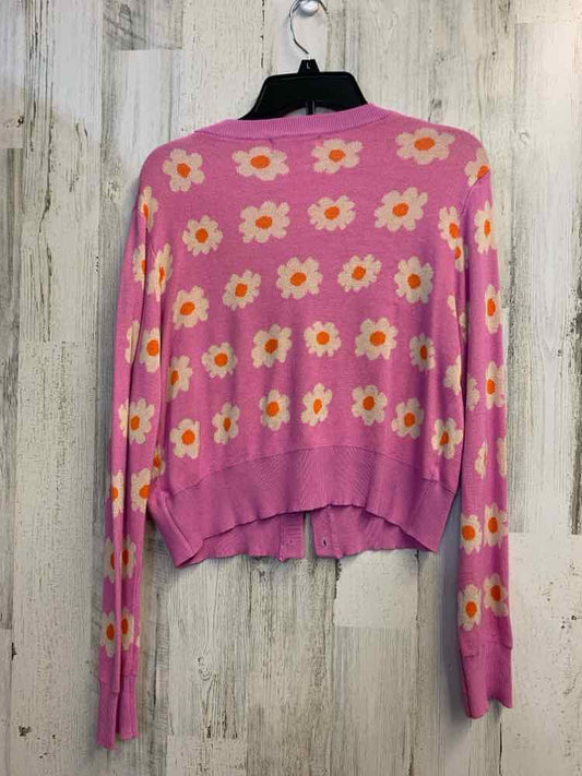 PRE-OWNED GRACE KARIN Tops Size XL PINK/WHITE/ORANGE FLOWERS SWEATER Sweater/PIN