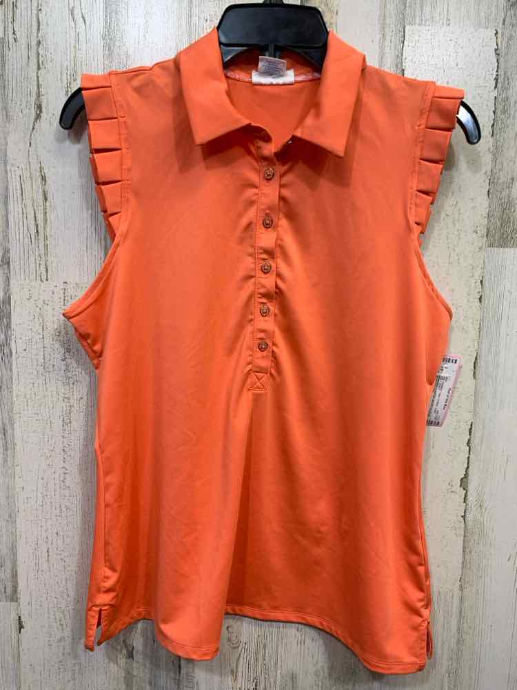 PRE-OWNED SIGRID OLSEN Tops Size M CORAL Solid GOLF SHIRT Shirt/WOMEN'S PLEATED