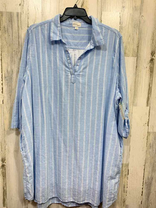 PRE-OWNED DASH Dresses and Skirts Size 3X BABY BLUE/WHITE VERTICAL STRIPES Dress