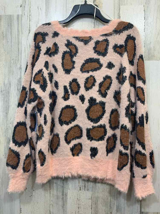 PRE-OWNED UMGEE Tops Size M PINK/BROWN/BLACK CHEETAH SWEATER Sweater/CHEETAH PRI