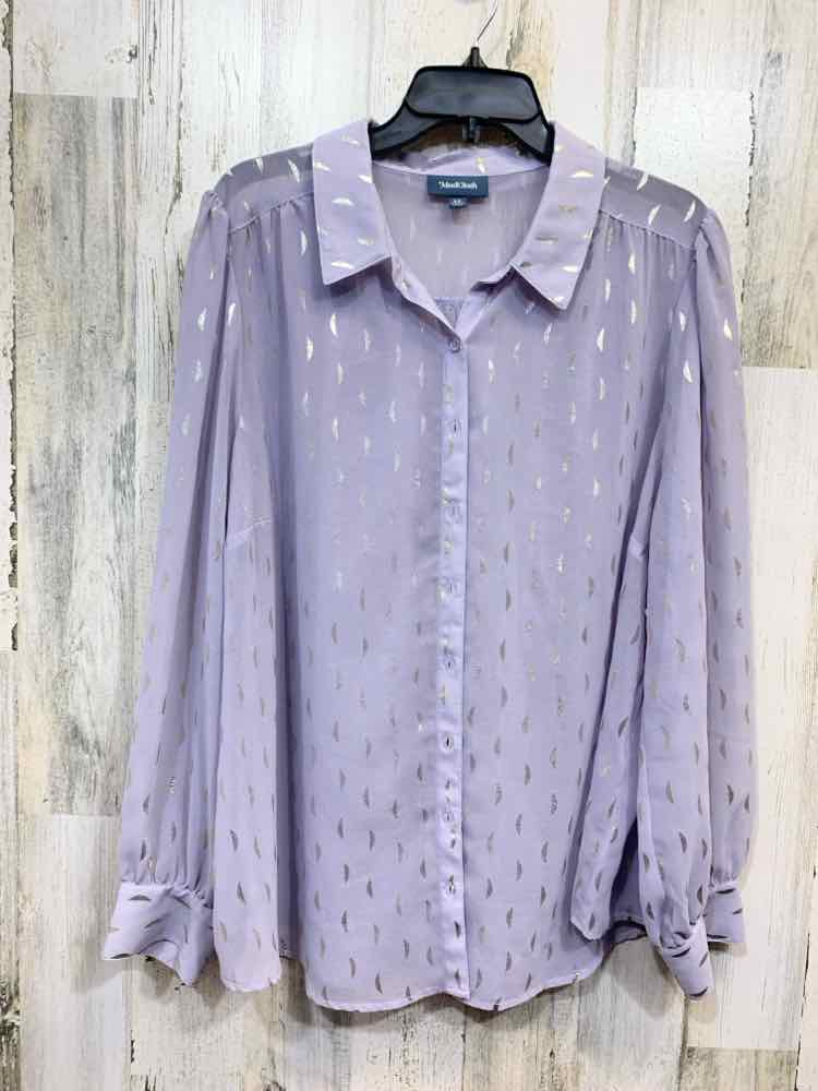PRE-OWNED MODCLOTH PLUS SIZES Size 2X Lavender LONG SLEEVES Shirt