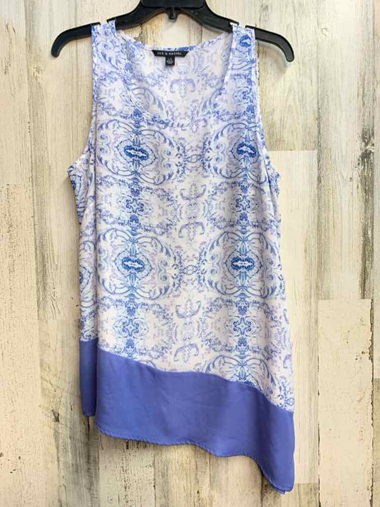 PRE-OWNED ZAC&RACHEL Tops Size L WHT/BLU PATTERN SLEEVELESS TOP