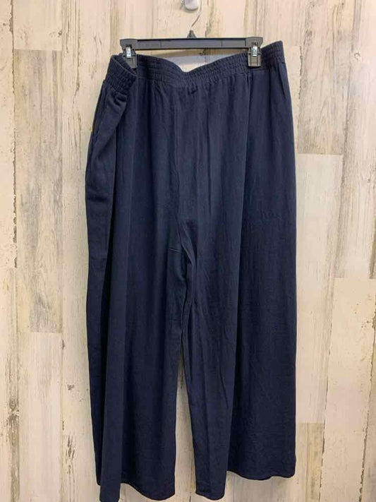 PRE-OWNED Size 2XL ANRABESS Home Decor NAVY BLUE Solid FLOWY Pants