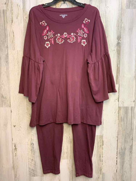 PRE-OWNED Size 2X LAURA SCOTT PLUS SIZES Plum 2PC 2PC Ensemble/TOP+PANTS