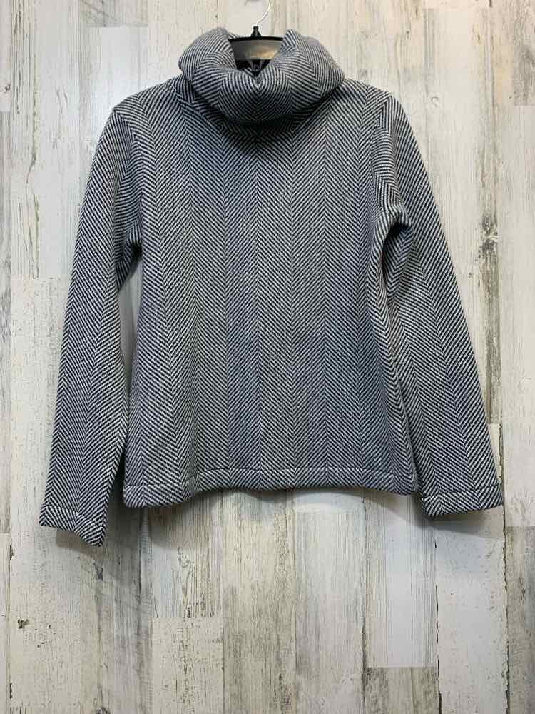 PRE-OWNED J.CREW Tops Size S BLACK/WHITE ZIG ZAG LONG SLEEVES Sweater/HIGH NECK