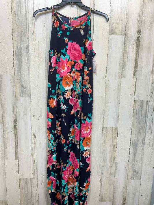 PRE-OWNED Dresses and Skirts Size M NAVY/TEAL/PINK/WHITE Floral MAXI Dress
