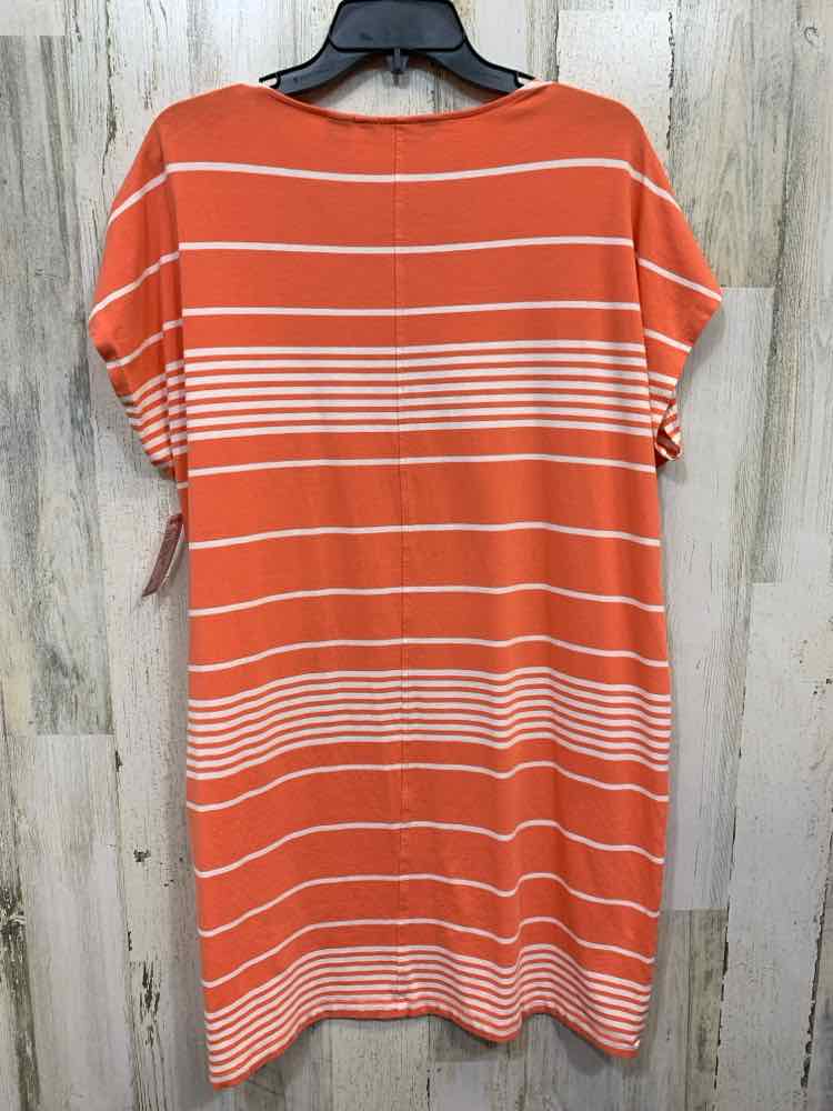 PRE-OWNED LAND'S END Dresses and Skirts Size LP WHT/CORAL Stripe/SCOOP NECKLINE