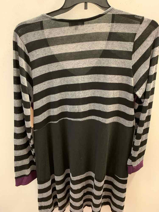 PRE-OWNED Tops Size XL PUR/BLK/GRY/CRM STRIP/X'S LONG SLEEVES TOP