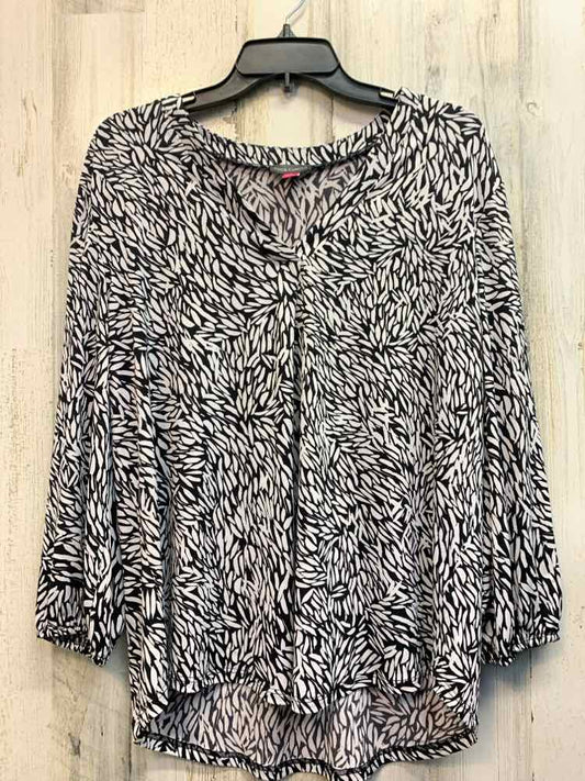 VINCE CAMUTO Tops Size L BLK/WHT ABSTRACT LONG SLEEVES TOP