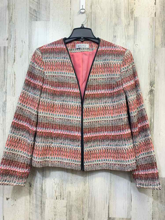 KASPER JACKETS / COATS Size 14 BLU/PNK/BLK/PRPL LONG SLEEVES Blazer BUTTON LESS