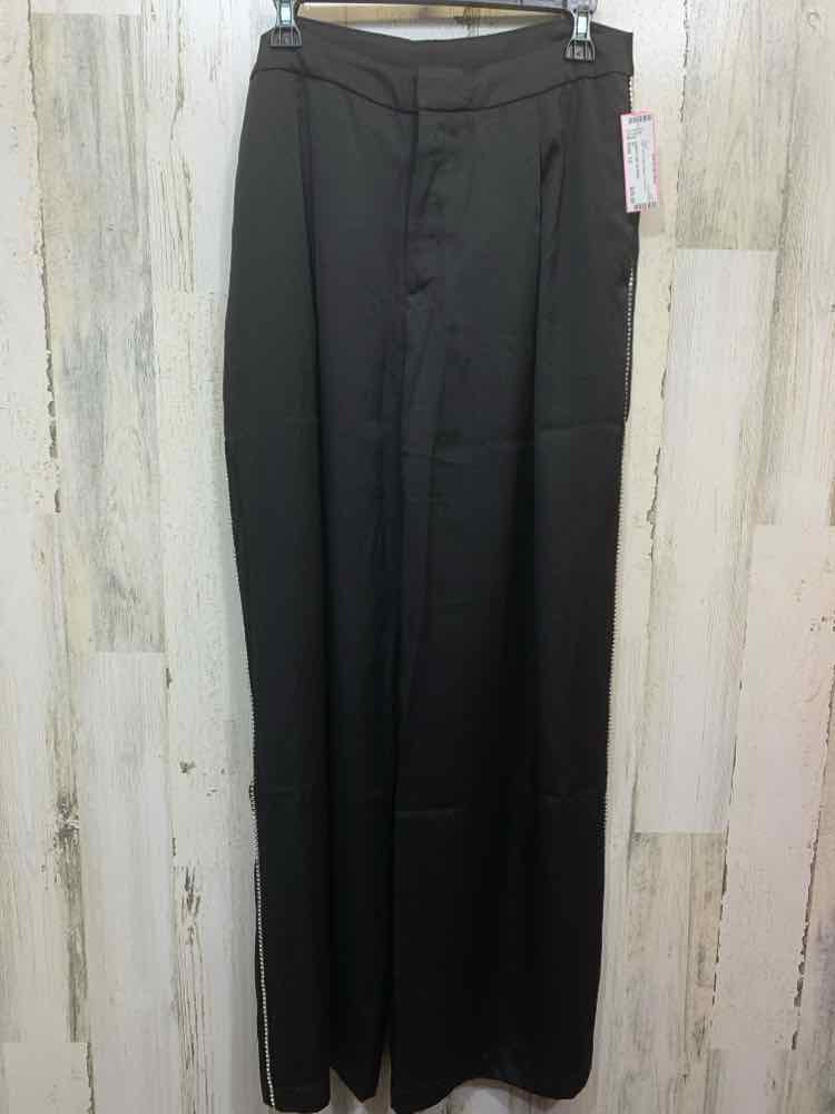 NWT Size 12 INC BOTTOMS Black PLEATED W/RHINESTONES ON SIDES PANTS