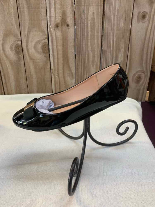 NWT JOURNEE COLLECTION SHOES 10 Black PATENT LEATHER BALLET FLAT Shoes