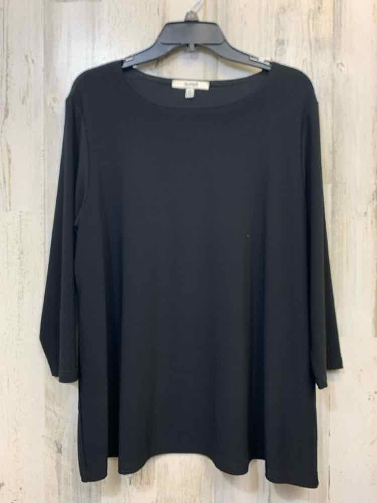 SYMPLI Tops Size 16 Black ELASTIC 3/4 LENGTH ROUND NECK
