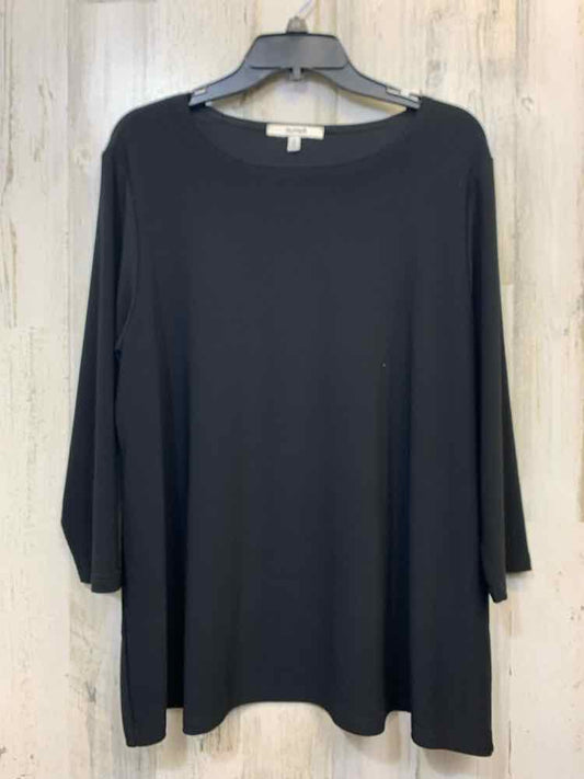 SYMPLI Tops Size 16 Black ELASTIC 3/4 LENGTH ROUND NECK