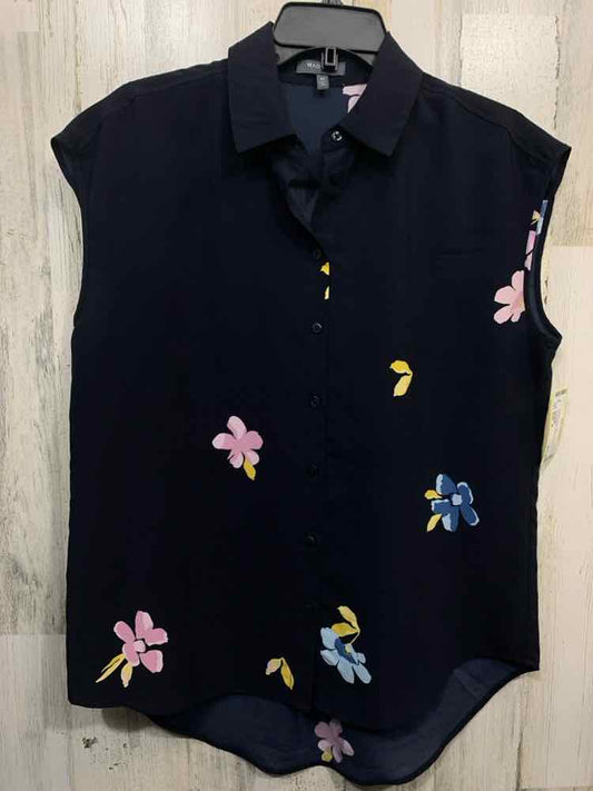 PRE-OWNED MADISON Tops Size M BLUE/LILAC/YELLOW Floral BUTTON DOWN Blouse