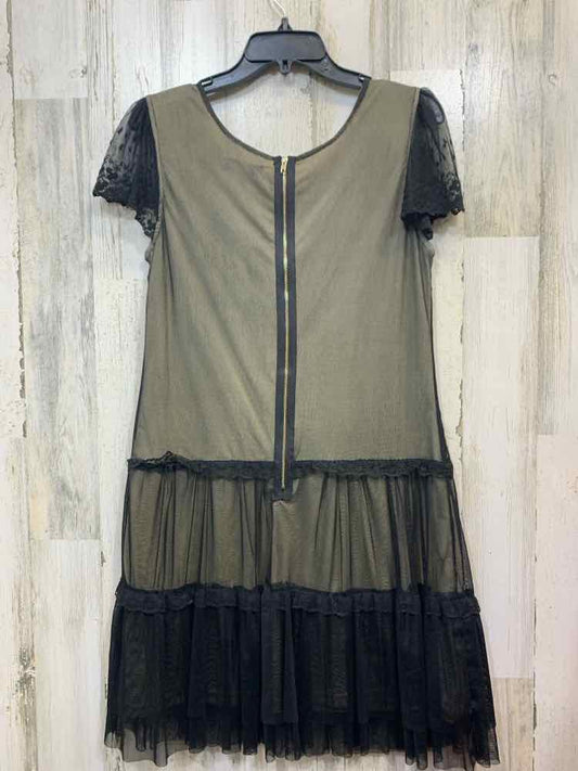 PRE-OWNED pinky Dresses and Skirts Size M BLACK/BEIGE Lace A-LINE TOP/BLACK/BEIG