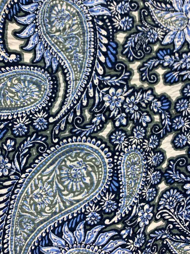 PRE-OWNED RUBY RD Tops Size PS BLUE/WHT/GREEN Paisley BUTTON DOWN Blouse