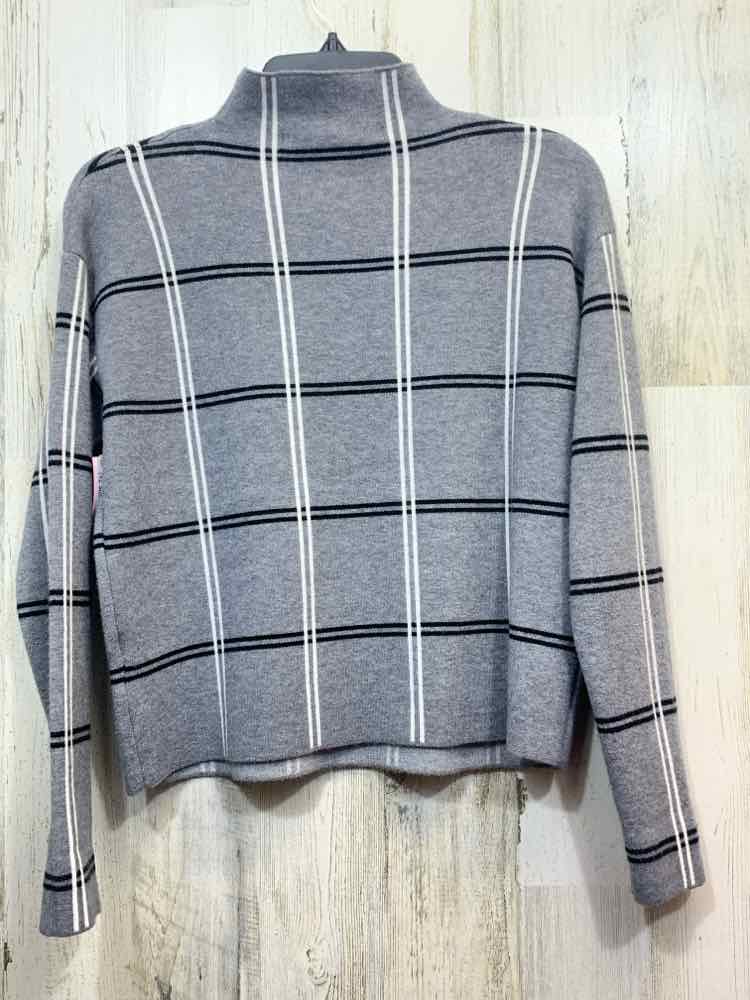 PRE-OWNED MAX STUDIO Tops Size S GRAY/BLACK/WHITE Plaid TURTLE NECK Sweater/PLAI