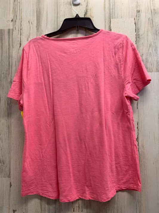 PRE-OWNED TALBOTS Tops Size L PINK SHORT SLEEVES SMOCKED SCOOP NECK TEE