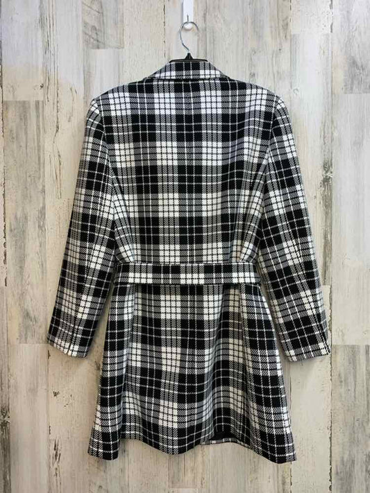 LE SUIT JACKETS / COATS Size 14 BLK/WHT Plaid COAT Coat