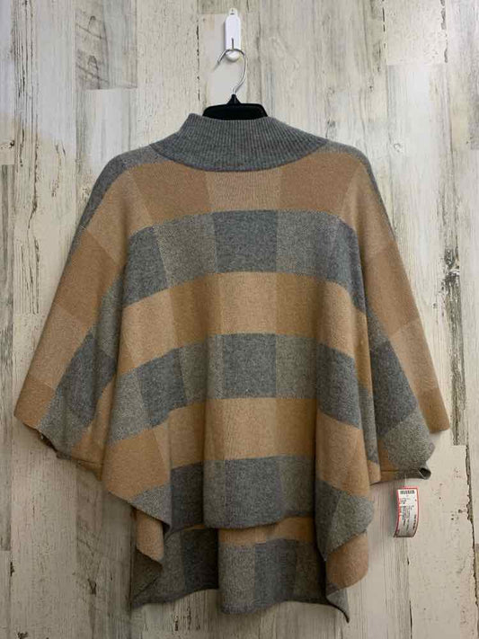 PRE-OWNED NOTE di ANITA Tops Size L TAN/GRAY SLEEVELESS TOP/MOCK NECK PONCHO