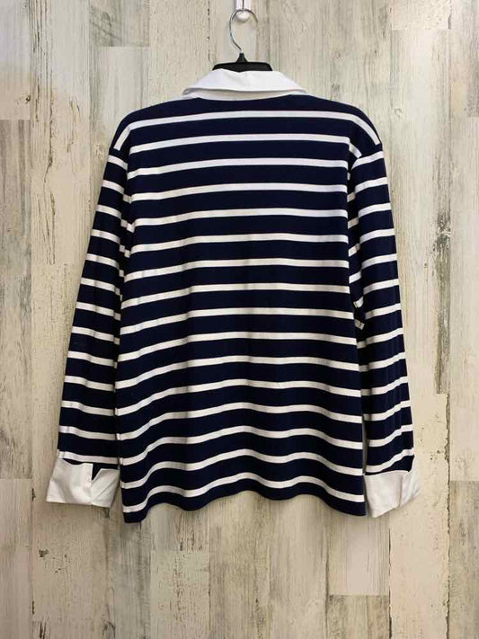 JONES NEW YORK Tops Size XL NAVY/WHT Stripe LONG SLEEVES TOP