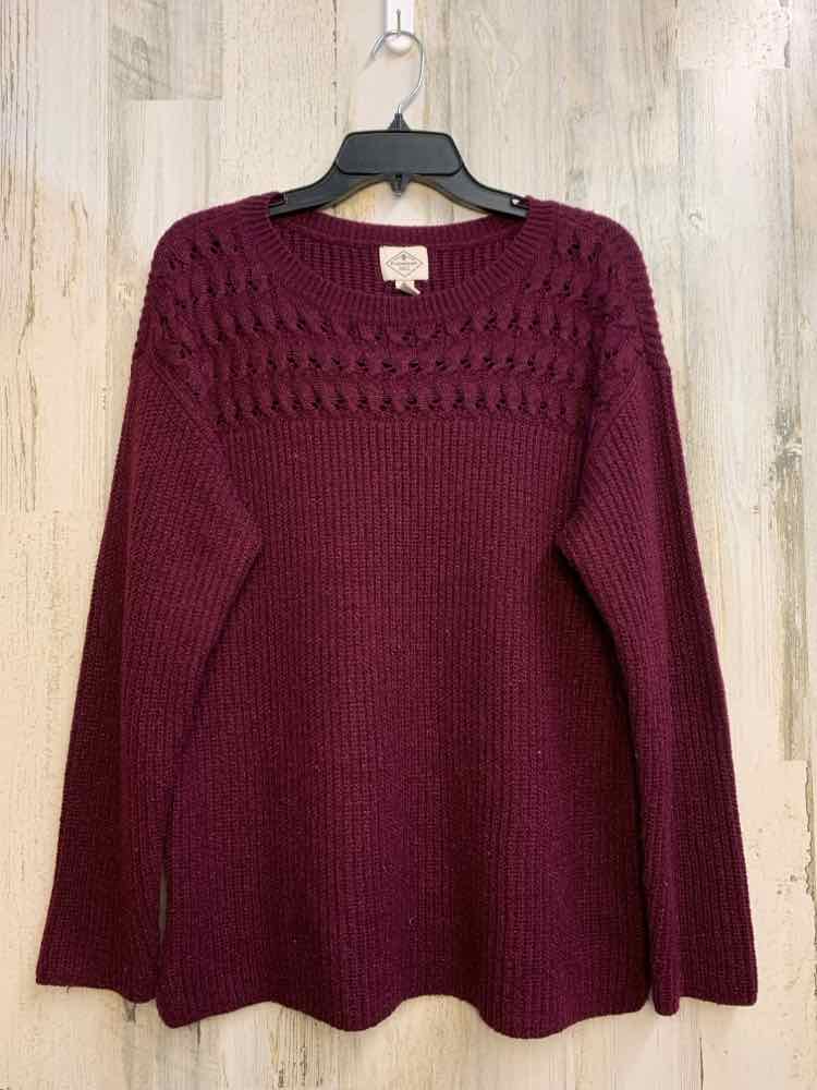 PRE-OWNED ST JOHNS BAY Tops Size XL Plum LONG SLEEVES TOP/SPARKLY SWEATER